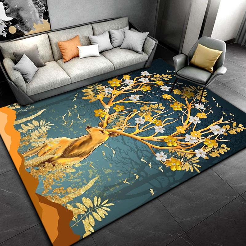 3D Мультяшный Скандинавский Лось Олень Ковер, Ковер для Гостиной Спальни, Детский Игровой Нескользящий Напольный Коврик Диванный Дверной Коврик Декорация