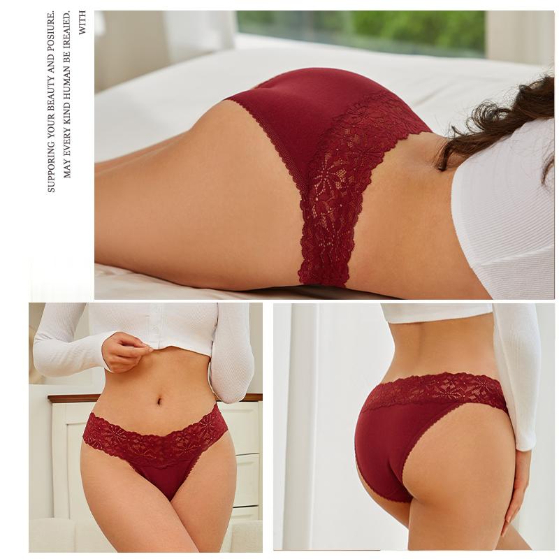 2PCS Seamless Cotton Briefs Women's Flower Lace Panties Sexy Particular Breathable Underwear Female Stretch Erotic Lingerie S-XL