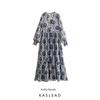 Kaslead New Women Clothes Western Style Simple Loose Metal Color Line Print Dress