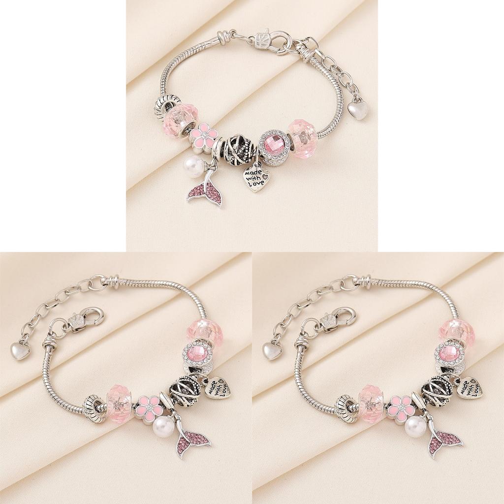 Mermaid Tail Beaded Bracelet With Crystal Accents For Girls Giftgiving