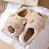 New Family of Three Plush Home Shoes Parent-child Winter Cute Capybara Cotton Slippers Men and Women