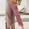 Fashion Solid Color Cotton Linen Fashion Loose High Waist Casual Pants For Women
