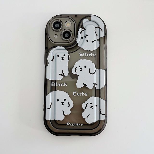 Ins белый черный противоударный чехол для телефона с рисунком щенка для Iphone 13 12 Promax 11 14 Pro Max Мягкая силиконовая задняя крышка Капа