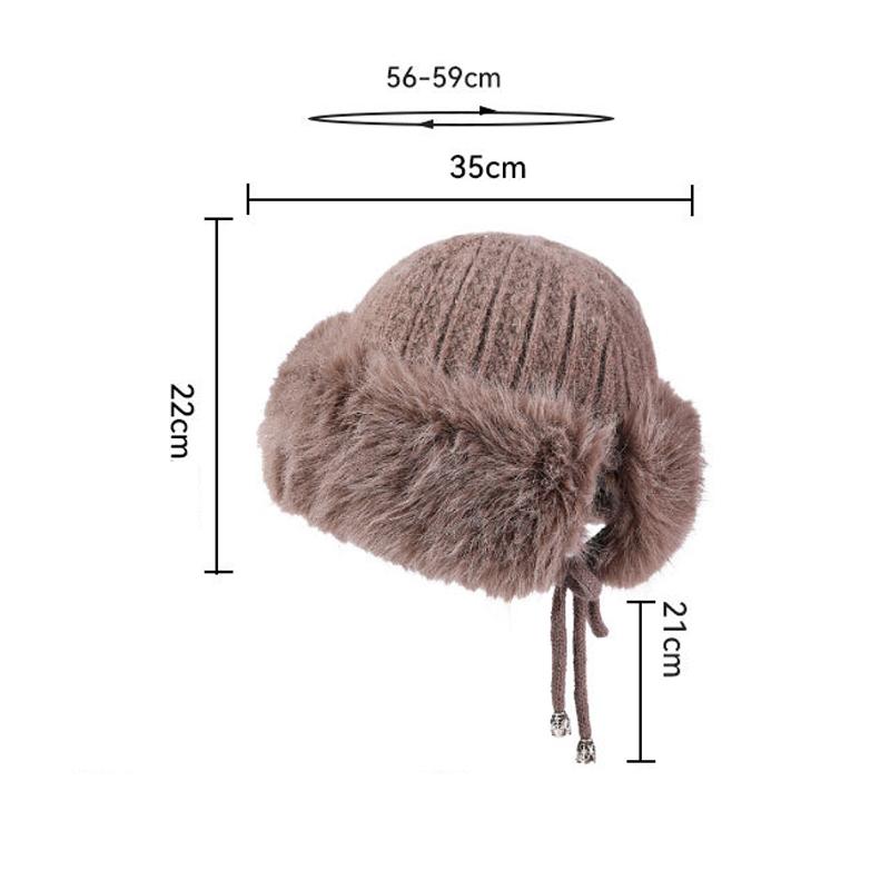 Knitted Hat Women's Autumn Winter Ear Protection Rabbit Plush Wool Hat