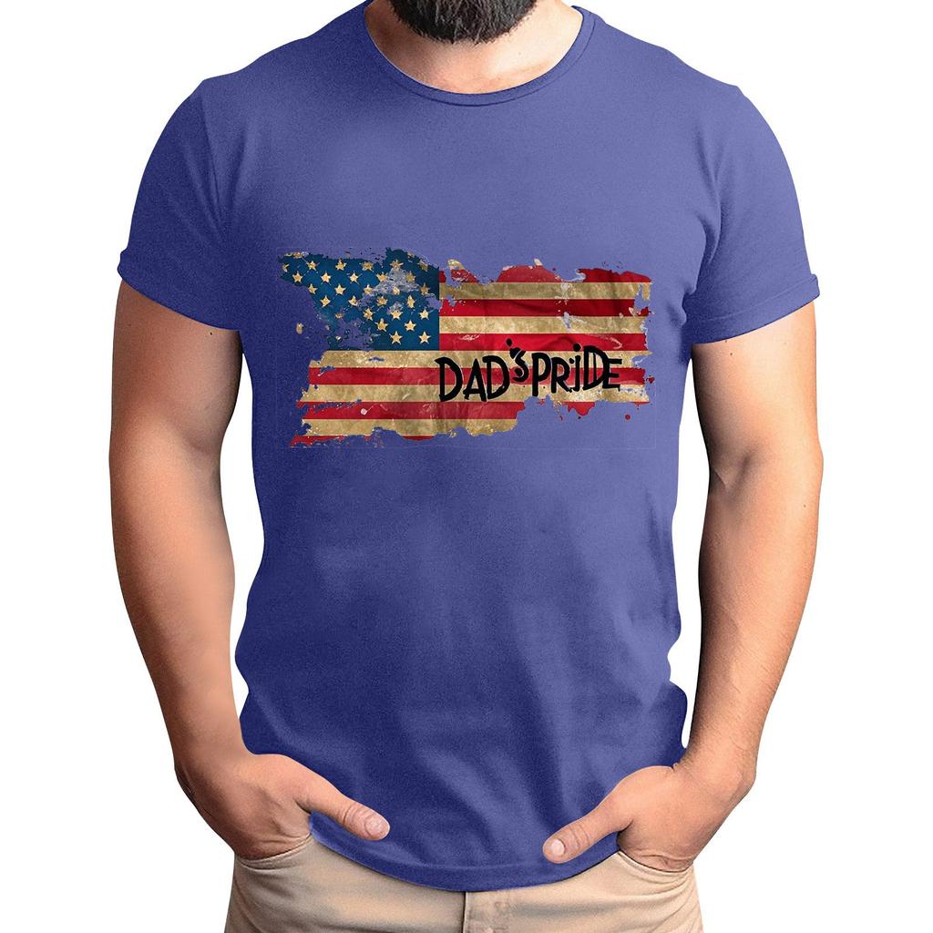 Мужская футболка с принтом флага ко Дню отца, мужской свободный повседневный топ с коротким рукавом