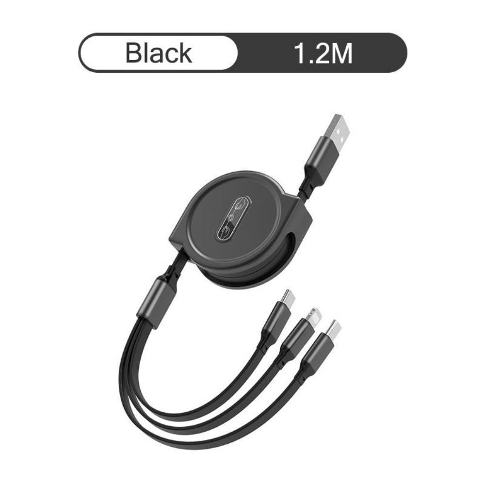 1 шт. 3 1-канальных зарядных кабелей, выдвижной USB-зарядный 2.4A быстрая зарядка, портативный зарядный кабель (интерфейс micro Type-C)