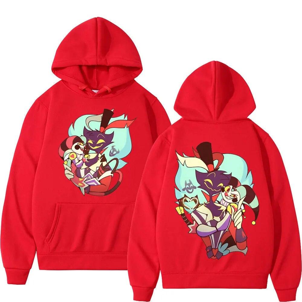 Anime Helluva Boss Double Sided Print Hoodie Unisex Women High Street Fashion Oversized Pullovers Cartoon Trend Hooded Sweatshirts