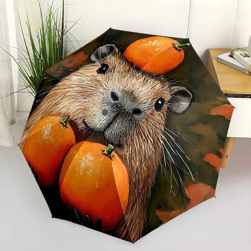 1pc Capybara Oranges Automatic Open/Close Umbrella, Formal Events - Ideal Gift for Family or Friends, Outdoor Accessory yy251211135