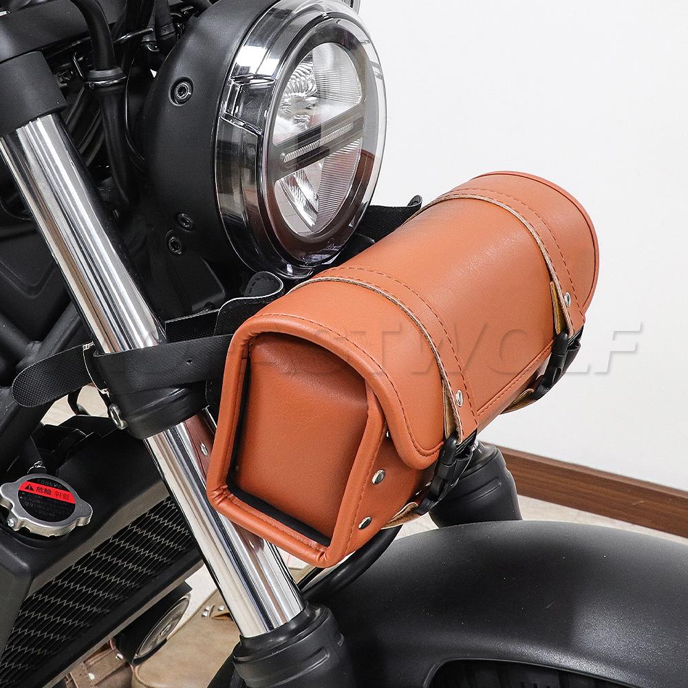 Retro Motorcycle Front Fork Handlebar Bag Tool Side Pack Carry Motorcyclists Leather Roomy Waterproof Motor Tail Bags Luggage