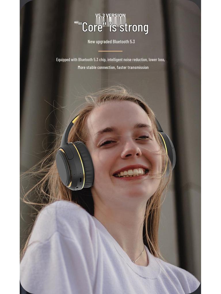Новые беспроводные Bluetooth-наушники H6 с атмосферной подсветкой и мощными басами, складной и выдвижной дизайн