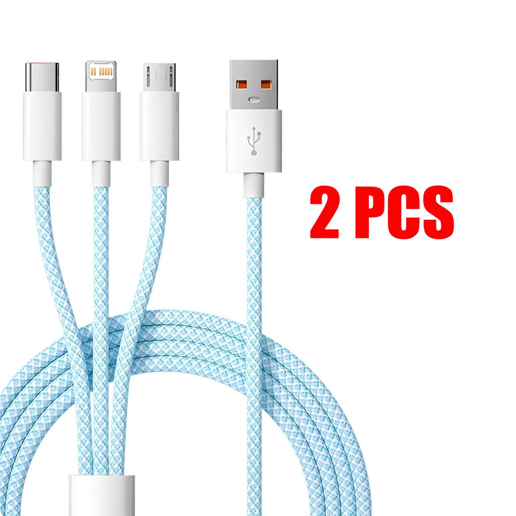 240W 3-in-1 USB-C & Micro USB Fast Charger for iPhone Samsung Xiaomi Poco - High Speed Multi-Device Cable