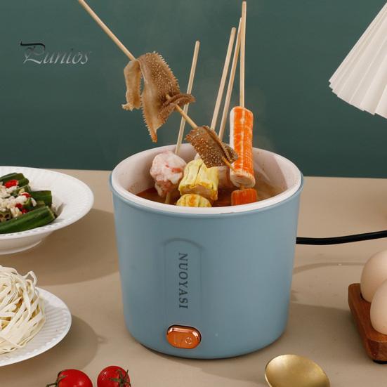 Электрическая кастрюля 1 л, мини-плита для рамэна, защита от перегрева, легко чистится, портативная, многофункциональная, электрическая кастрюля с вилкой стандарта США