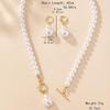 Women Bridal Jewelry Necklace Set 1Set Beaded Faux Pearls with Stud Earrings