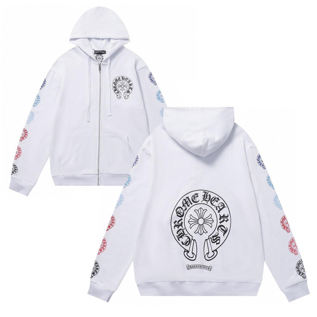 827 CHROME HEARTS Осень-Зима 2026 Новый Большой Размер Классический Стиль Логотип Молния Худи Толстовка, Подходит для Ношения Парами
