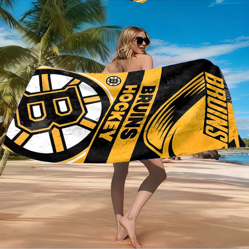 Bruins Emblem hockey Beach Towel Microfiber Beach Towel, Lightweight and Quick-Dry, for Summer Travel, Swimming Pool Fan Birthday Gift