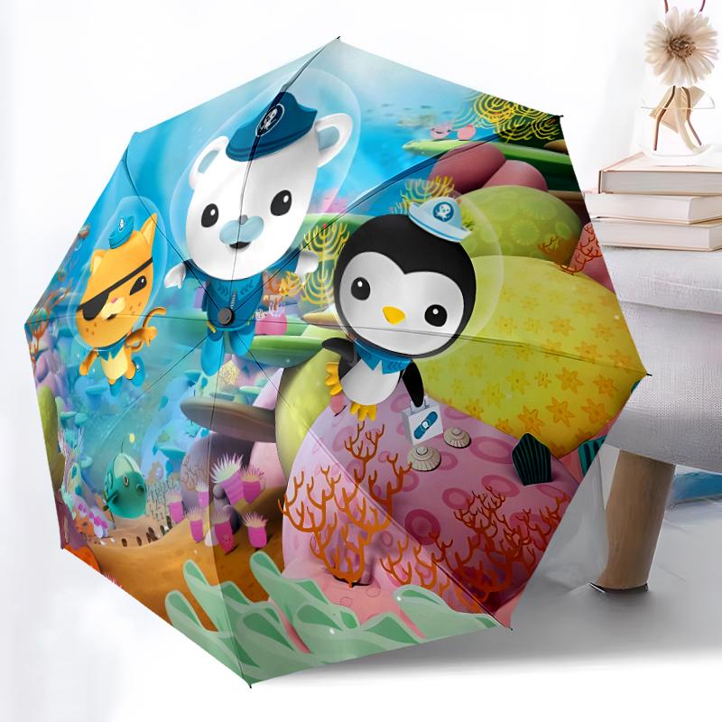 Автоматический зонт Octonauts6 с принтом, 8 спиц, железный каркас, пластиковая ручка, подходит для путешествий на открытом воздухе и на каждый день, идеальный подарок