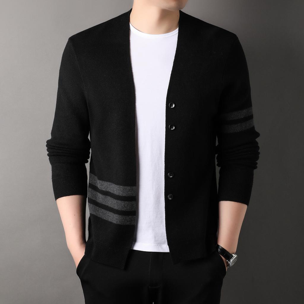 Осенний новый мужской вязаный кардиган, молодежный корейский стиль, повседневный свитер с V-образным вырезом, трендовая куртка для мужчин