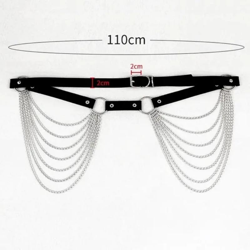 1 шт. Новый многослойный кожаный ремень с цепочками на талию Готический ремешок Регулируемый Фестивальный Женский аксессуар