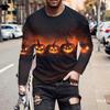 Мужская одежда с принтом на Хэллоуин Футболка с 3D-принтом Мужская простая мужская футболка с длинным рукавом Футболки с принтом на Хэллоуин Мужская одежда Верх