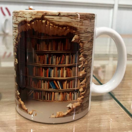 Creative Multifunctional Ceramic Water Cup A with Handle Library Shelf Space