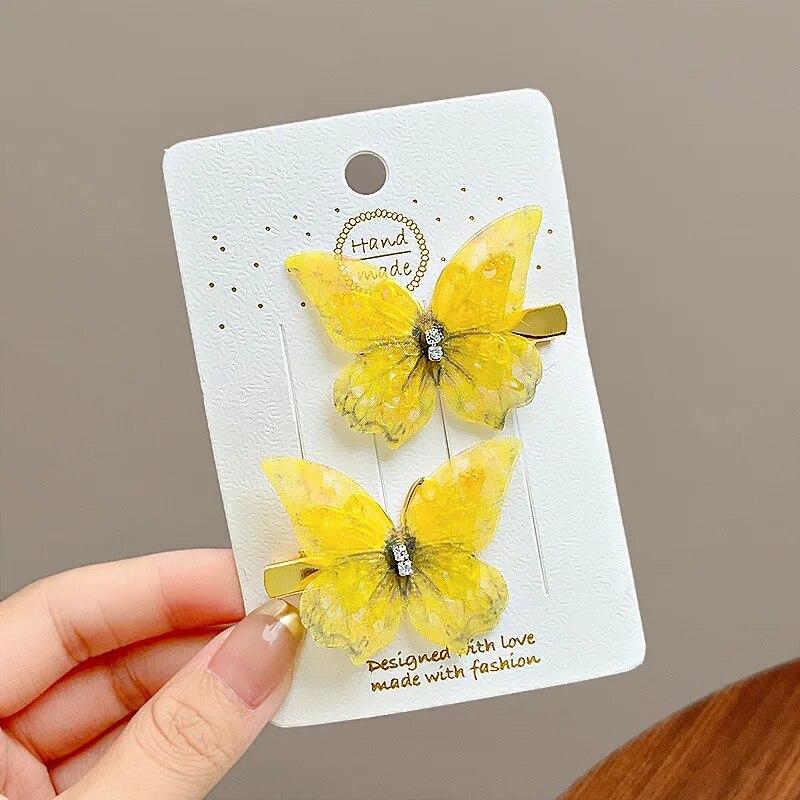 Children's Cute Butterfly Hairpins Sweet Colorful Hair Clips Headwear Korean Rhinestone Barrettes for Baby Girl Hair Accessories