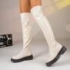 Сапоги-ботфорты на толстой подошве, стройнящие, 2025 зима, новые, больших размеров, с круглым носком, скинни-сапоги-маффины для женщин