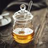 Honey Jar with Dipper and Lid Heat-Resistant Glass Storage Container Material for Home Kitchen Use Pot