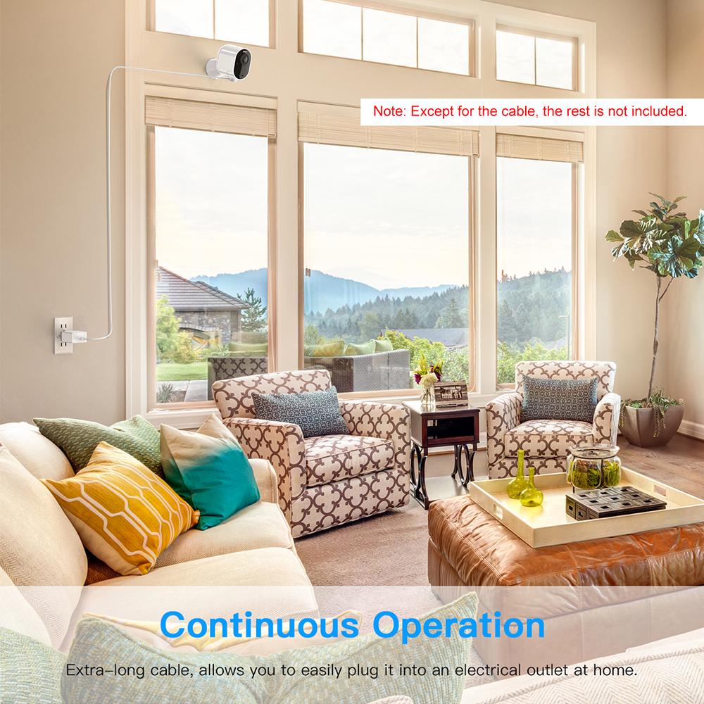 Шнур питания для Arlo Ultra 4K UHD Магнитный кабель для зарядки Водонепроницаемое зарядное устройство без вилки для использования в помещении и на открытом воздухе 6M/9M 1шт Белый