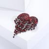 1 Pcs Luxury Jewelry Blood Black Rhinestone Heart Lapel Pin Long Thread Tassel Brooch Women's Brooch