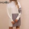 Women's Autumn and Winter Colorblocking Dress Knit Large Size Long Sweater