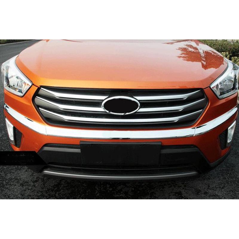 Хромированная накладка на бампер двигателя для Hyundai Creta IX25 2014 2015 2016 2017 2018 Декоративная решетка радиатора передняя гоночная Рамка решетки 3 шт.