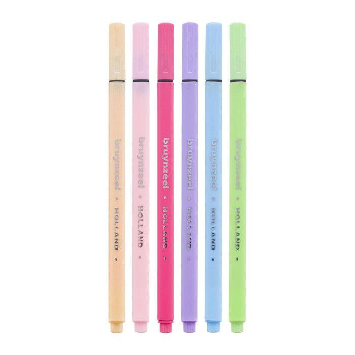 Felt-tip Pens - Bruynzeel - Assortment of 6 - Pastel Colors - 0.4 Mm Tip - Mixed