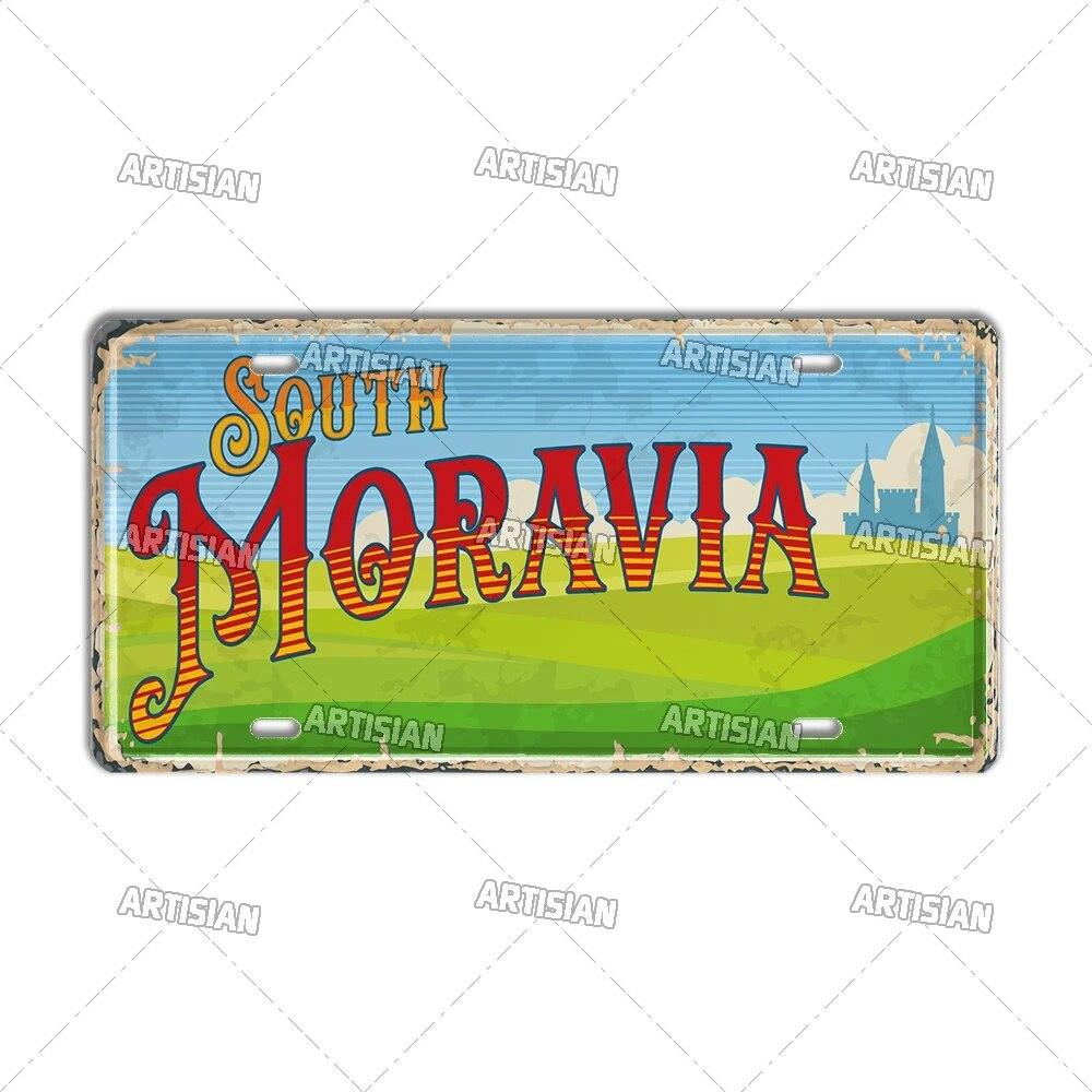 Artisian CZECH MINSK MOSCOW Ctiy Russia Travel Metal Sign Landmark Tin Plaque License Plate Car Plate Wall Decor Garage Bar