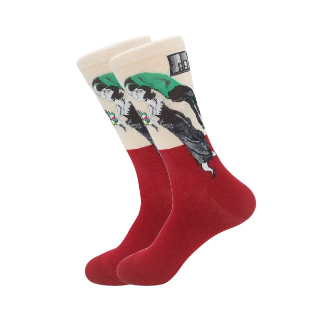 1 пара модных европейских и американских носков с персонализированной серией носков с масляной живописью в уличном стиле