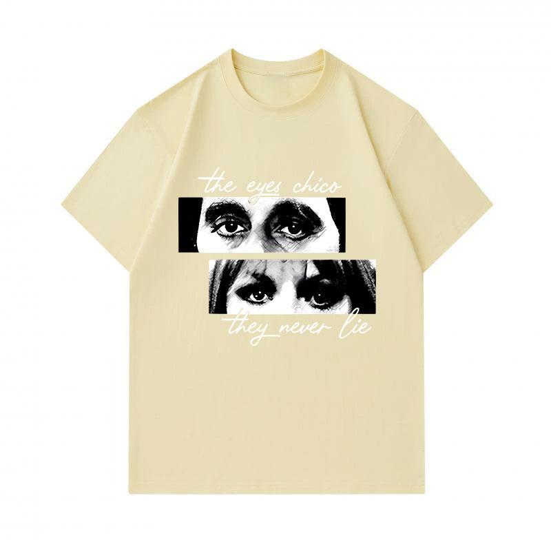 Men's 100% Cotton Crew Neck Short Sleeve T-Shirt, The Eyes Chico They Never Lie Art Graphic Print Casual Comfortable Tee For Daily Wear