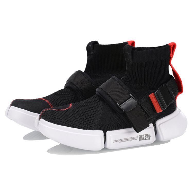 Li Ning Wu Dao 2 Buckle Up High-Top Lifestyle Casual Shoes Женская обувь Черный Красный AGBP052-1