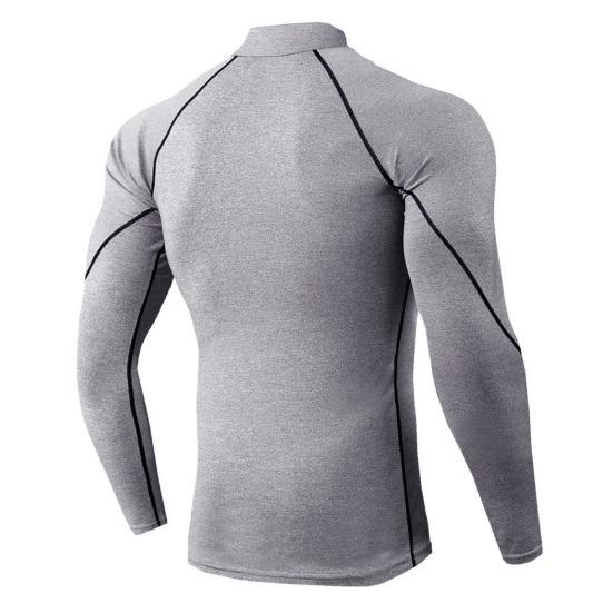 Мужской спортивный топ 3D Slim Fit с высокой эластичностью и воротником-стойкой, быстросохнущий, с длинными рукавами, облегающий, компрессионный, для коррекции фигуры, для бега, баскетбола, спортзала