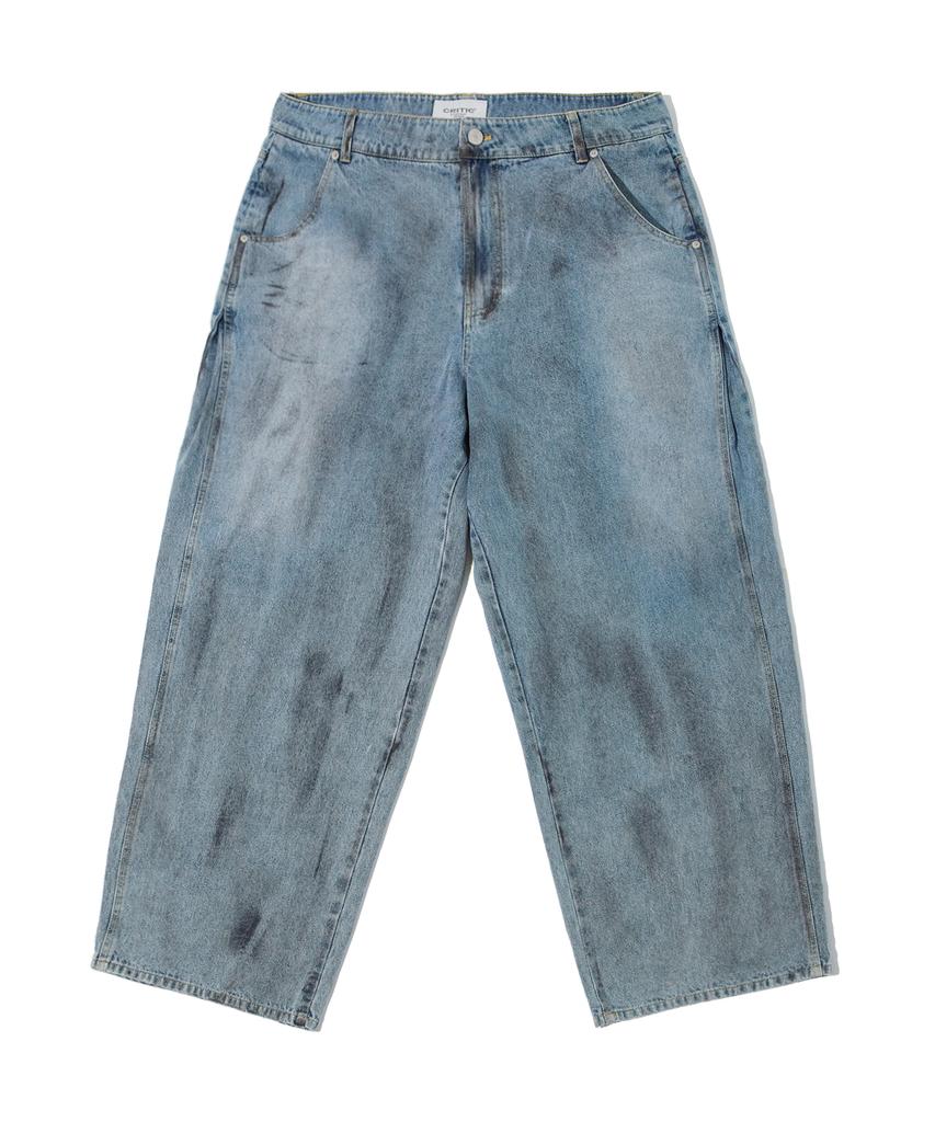 CRITIC Dirty Washed Denim Pants Light Blue
