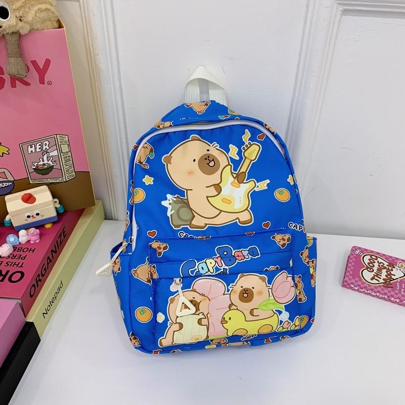 Cute Childrens School Bag With Cartoon Capybara Print For School Daily Use