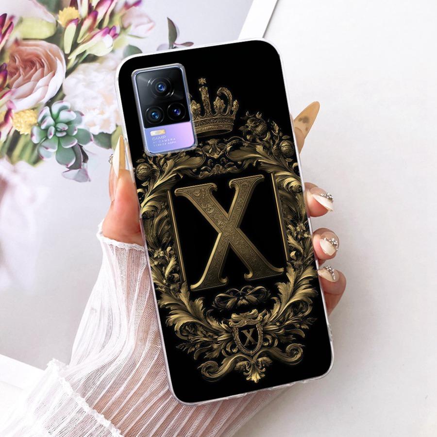 Для Vivo V21e V2061 Y73 2021 Чехол Буква Имени Силиконовый Защитный Мягкий Задний Чехол Для VivoV21e 5G Чехол V2055 Чехол для Телефона Funda