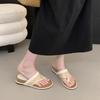 French Holiday Style Casual Versatile Thick-soled Slippers Women's Beautiful Straw Woven Soft Bottom Slope Heel Flip-flop Toe Cool Slippers