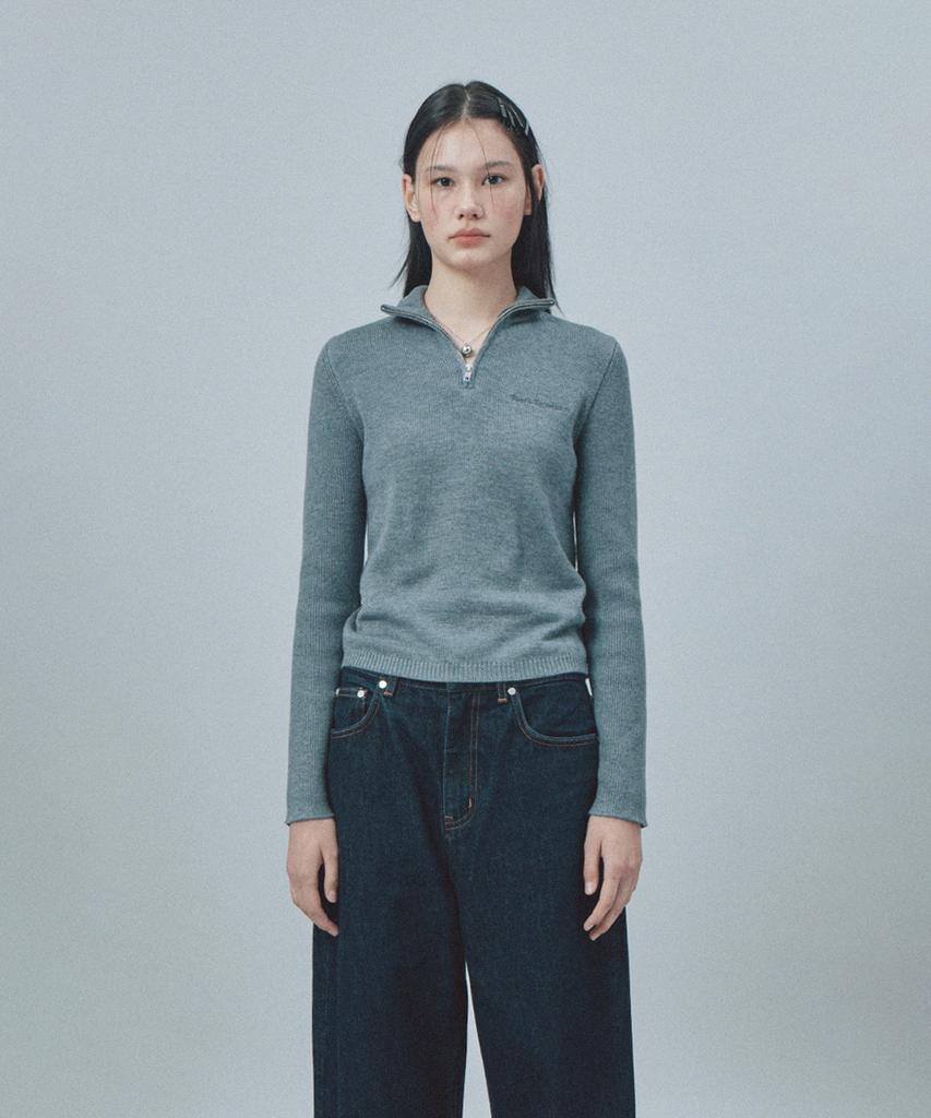 REST&RECREATION Slim Fit Half Zip-Up Knit - Gray
