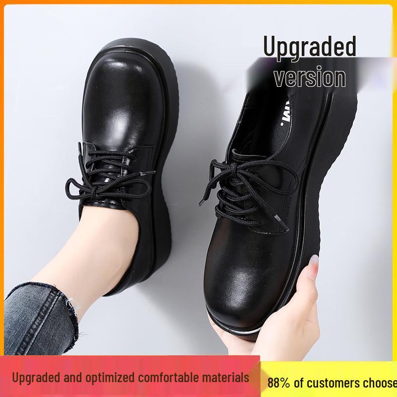 Женские кожаные лоферы Woodpecker с мягкой подошвой - Новинка 2025 года, повседневная обувь в британском стиле, черные, для осени