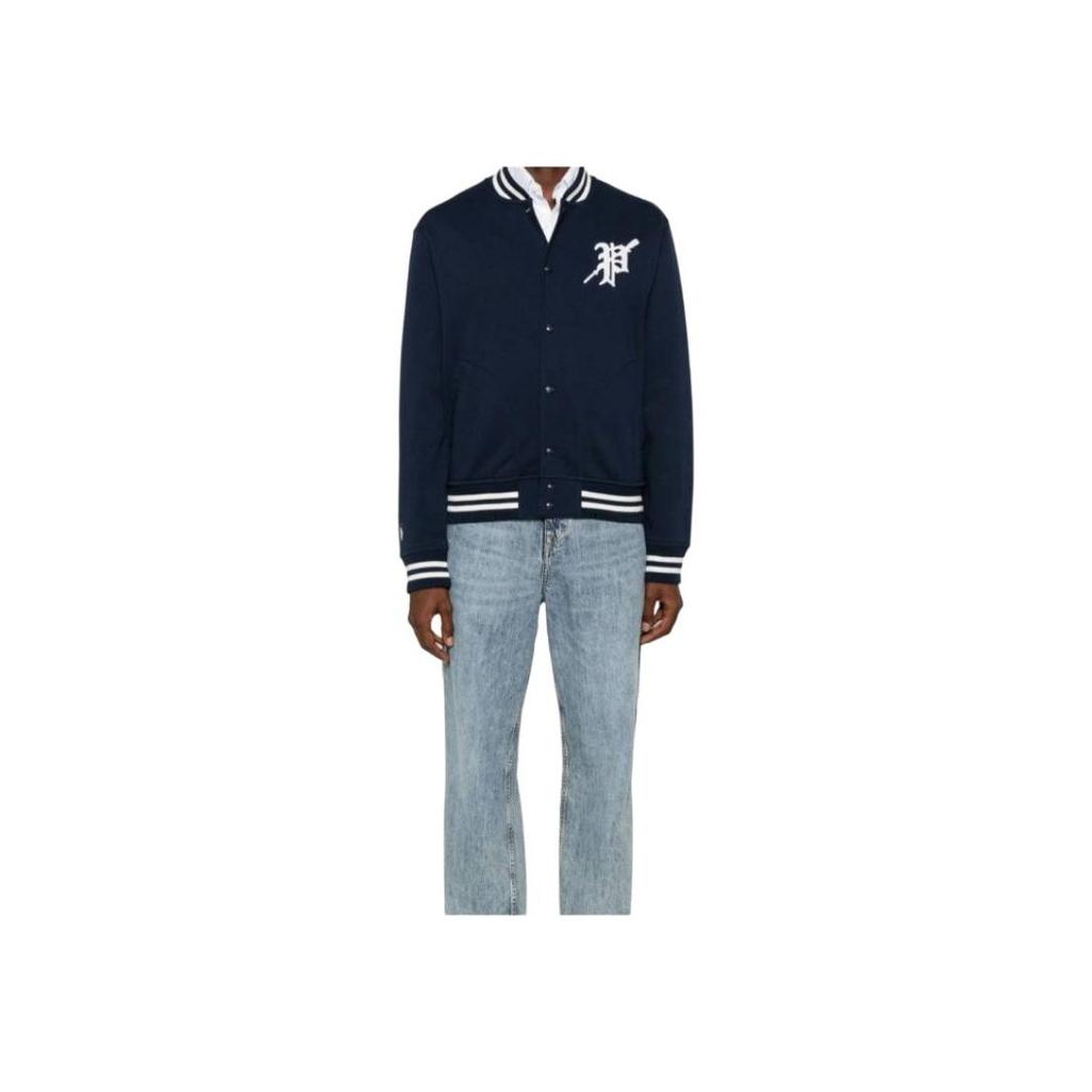Polo Ralph Lauren Letter Logo Patch Baseball Otter Однобортная куртка с длинным рукавом Мужские куртки Темно-синие 710952067-001