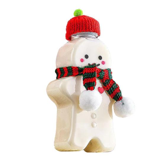 Gingerbread Man Drink Bottles with Lid 400ml Reusable Christmas Beverage Container for Milk Juice Tea Coffee DIY Festive Gifts