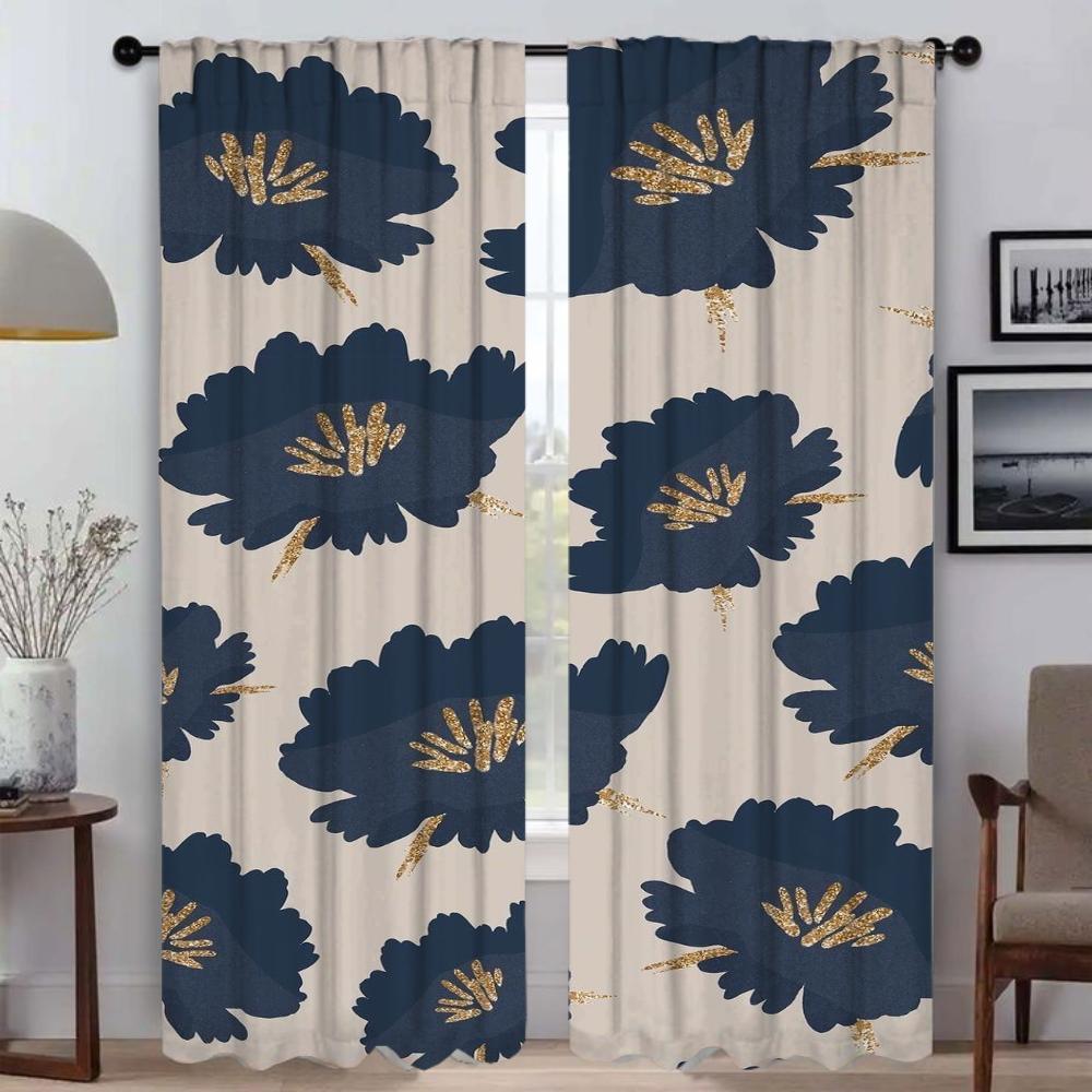 Цветы Домашний интерьер Шторы 2 шт Элегантные шторы для комнаты для камеры Перегородка Тюль для спальни Затемняющие шторы Шторы