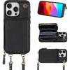 Кошелек-чехол Bocasal через плечо для iPhone 15 Pro, кожаный кошелек с блокировкой RFID и держателем для карт, защитная сумка-клатч с молнией и ремешком на запястье