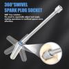 (16Mm) 5/8" Swivel Magnetic Spark Plug Socket – 3/8" Drive Thin Wall 12-Point CR-V Steel Spark Plug Removal Tool For BMW & Most Cars – Extra Long
