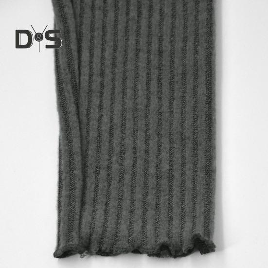 Women Knitting Tops Sexy Sloped Shoulder Collar Irregular Hem Pullover Tops Solid Color Ribbed Blouse