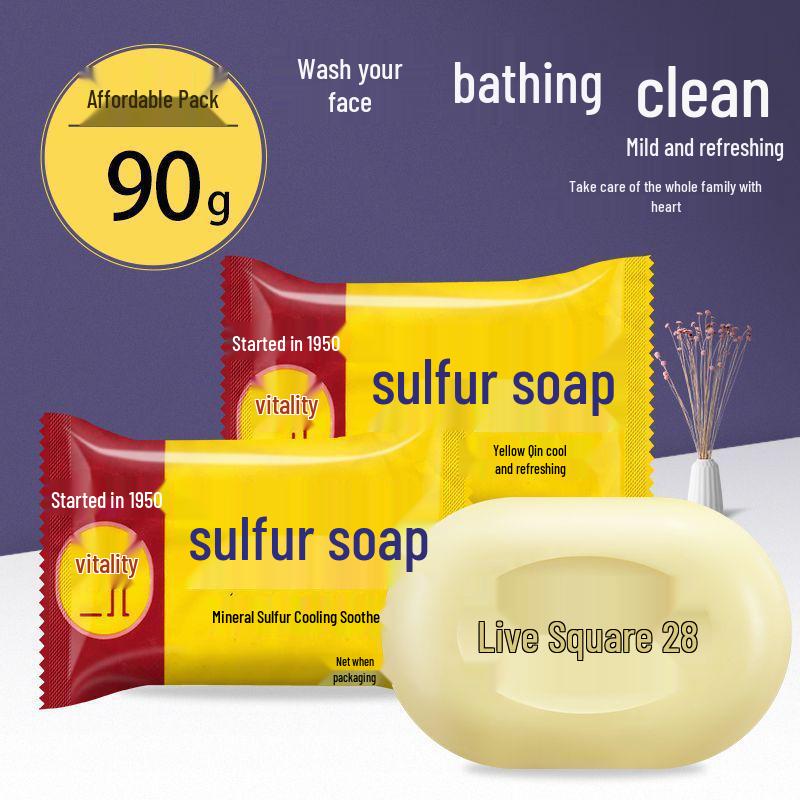 Vitality 28 Sulfur Soap 90g Pack: 10 Bars for Face, Bath, Hands - Deep Clean with Classic Sulfur Formula